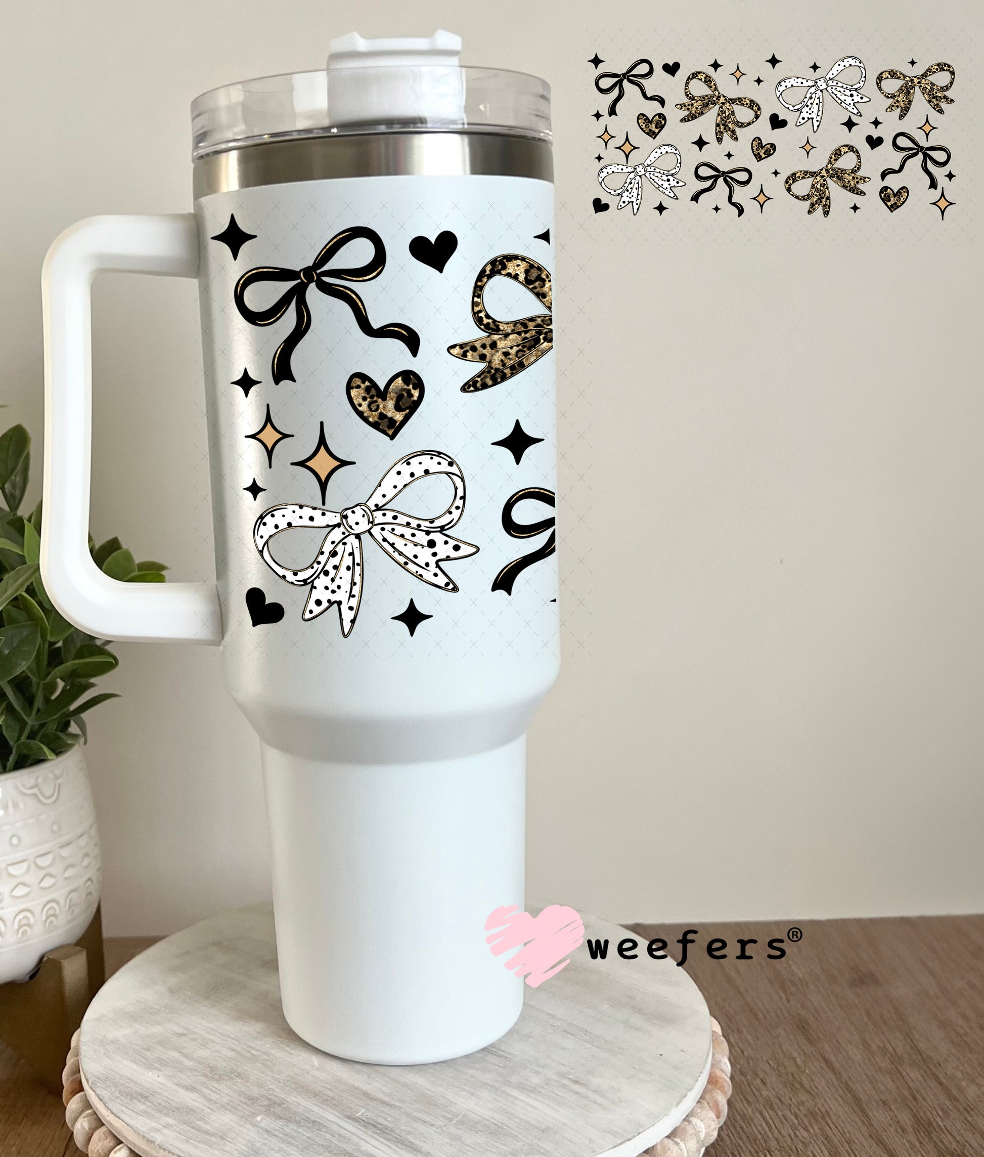 Leopard Bows UV DTF Cup Wrap 40oz Tumbler Cup Wrap Weefers