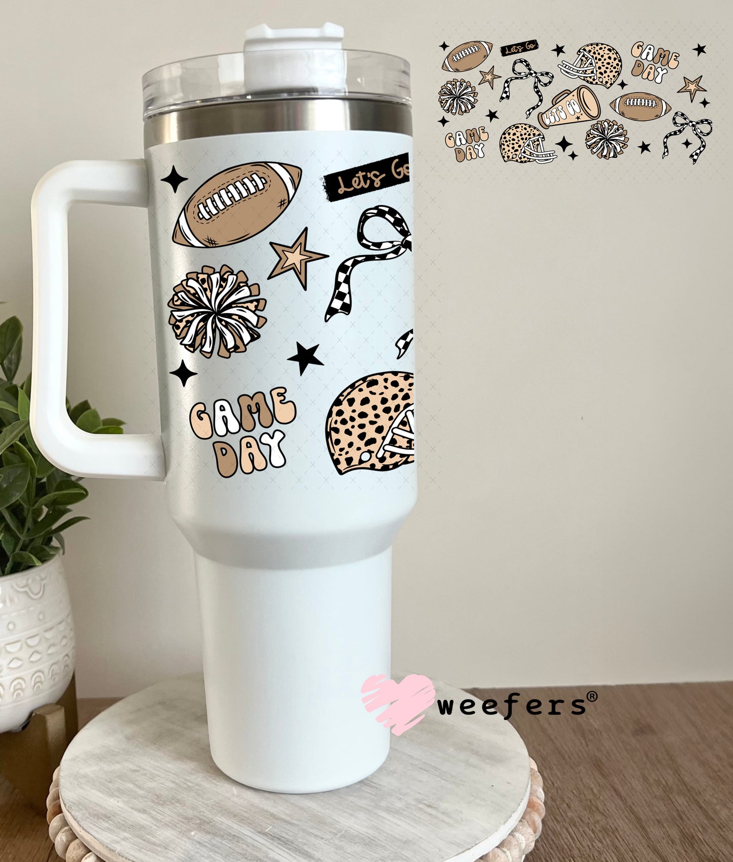 Lets Go Game Day Football Megaphone UV DTF Cup Wrap 40oz Tumbler Cup Wrap Weefers