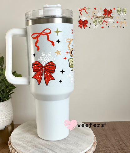 Christmas Bows UV DTF Cup Wrap 40oz Tumbler Cup Wrap Weefers
