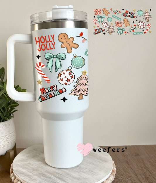 Merry Christmas Holly Jolly UV DTF Cup Wrap 40oz Tumbler Cup Wrap Weefers