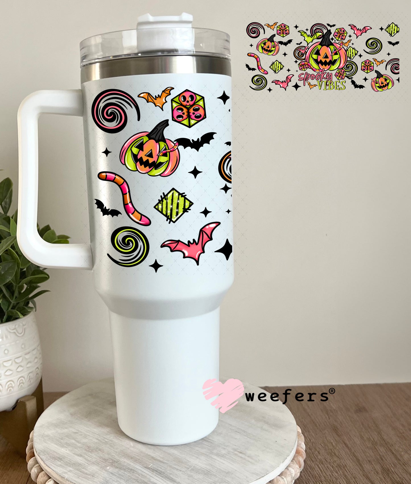 Spooky Vibes Halloween UV DTF Cup Wrap 40oz Tumbler Cup Wrap Weefers