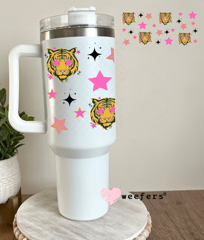 Tiger Blood Pink Star Eyes UV DTF Cup Wrap - Weefers Exclusive 40oz Tumbler Cup Wrap Weefers