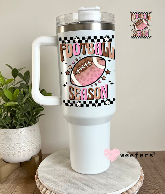 Football Season Pink and Brown UV DTF Decal - Weefers