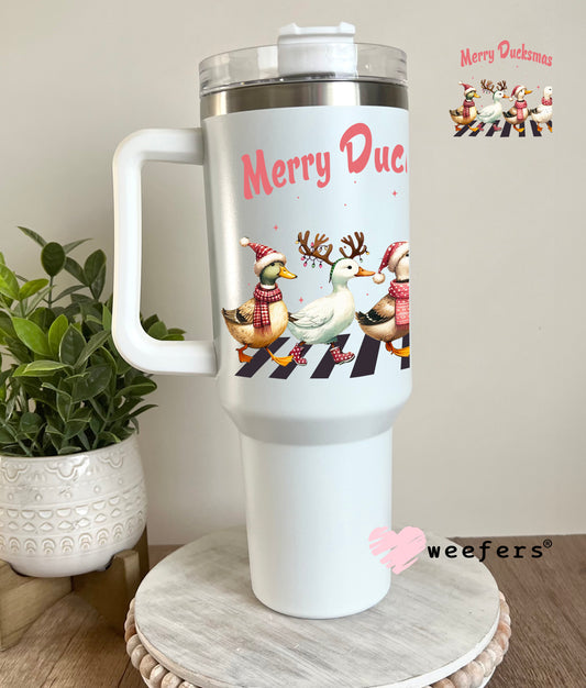 Merry Duckmas Christmas UV DTF Decal 40oz Tumbler Decal Weefers