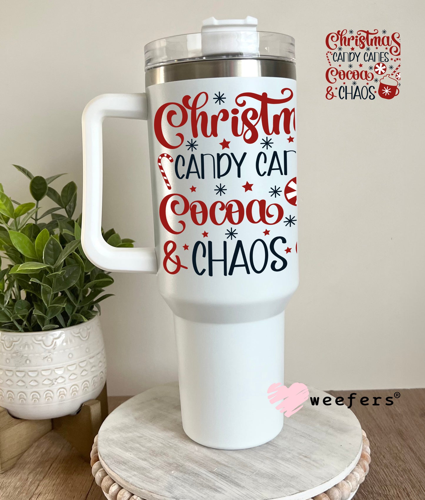 Christmas Candy Canes Cocoa Chaos UV DTF Decal - Weefers