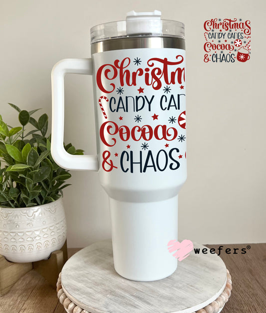 Christmas Candy Canes Cocoa Chaos UV DTF Decal 40oz Tumbler Decal Weefers
