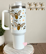 Load image into Gallery viewer, Brown Bees and Flowers UV DTF Cup Wrap - Weefers
