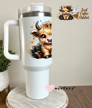 Load image into Gallery viewer, Iced Coffee Addict Bougee Highlander Cow UV DTF Cup Wrap - Weefers
