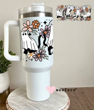 Load image into Gallery viewer, Floral Cat Ghosts UV DTF Cup Wrap - Weefers
