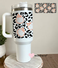 Load image into Gallery viewer, Cheetah Print Orange Pumpkins UV DTF Cup Wrap - Weefers
