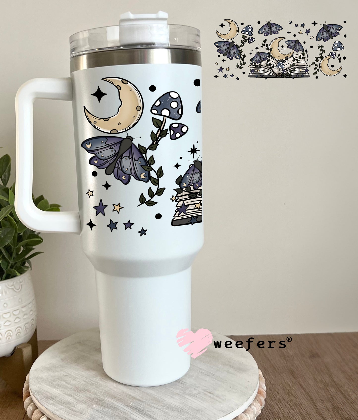 Cottagecore Open Book UV DTF Cup Wrap 40oz Tumbler Cup Wrap Weefers