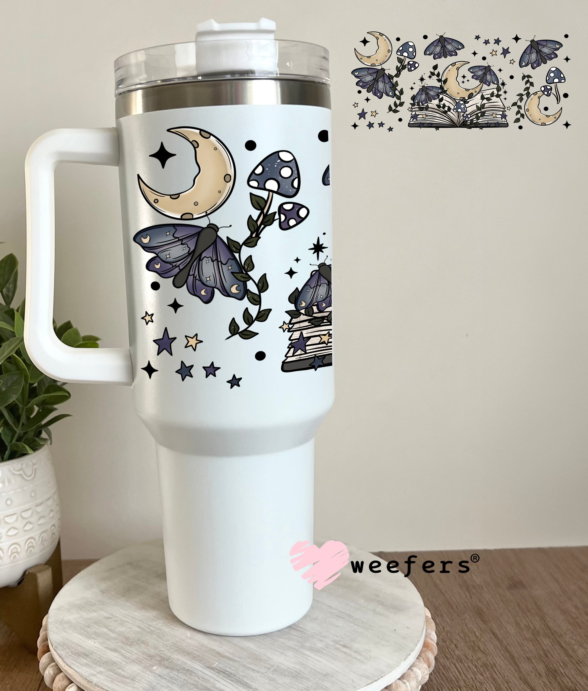 Cottagecore Open Book UV DTF Cup Wrap 40oz Tumbler Cup Wrap Weefers