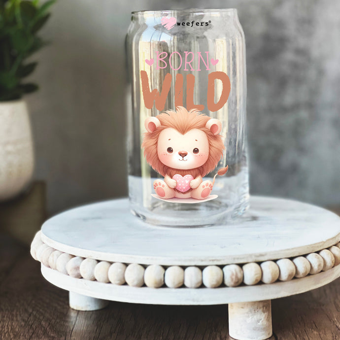 a glass jar with a picture of a lion on it