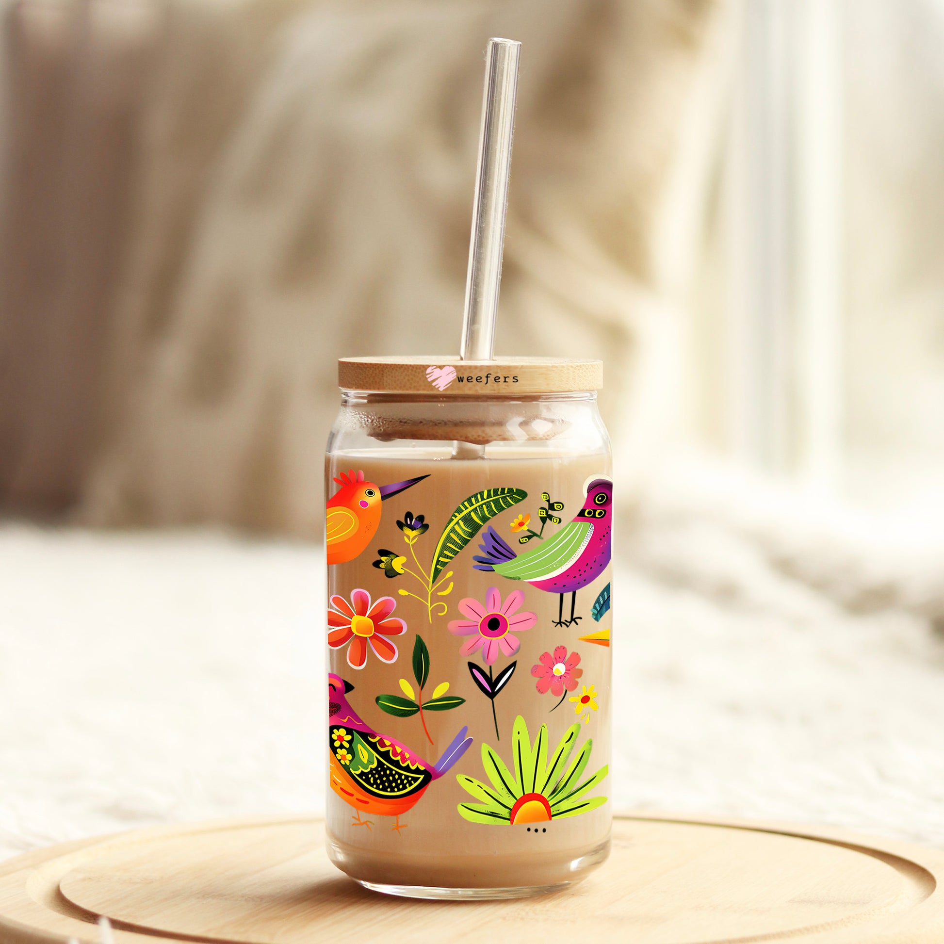 For the Birds 16oz Libbey Glass Can UV DTF or Sublimation Wrap Decal Transfer - Weefers