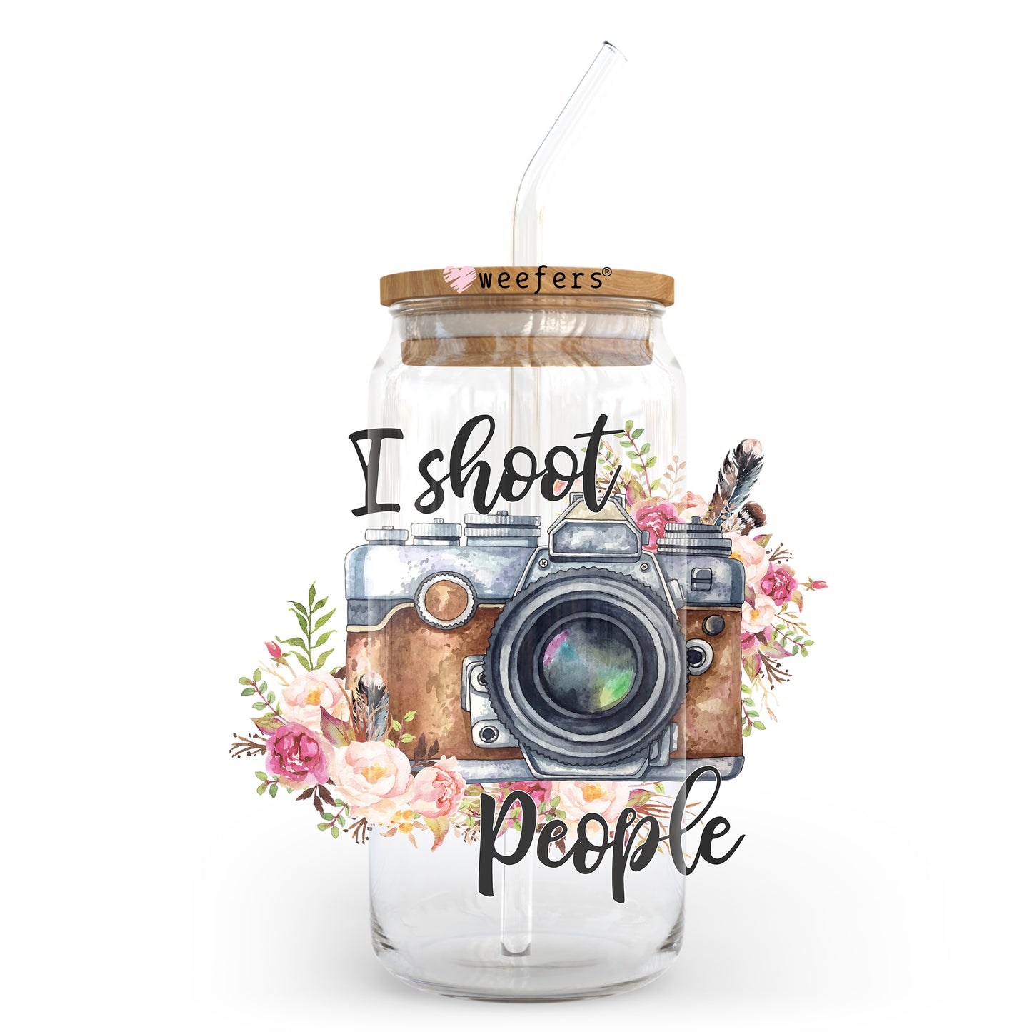 I Shoot People Photography 20oz Libbey Glass Can UV DTF or Sublimation Decal - Weefers