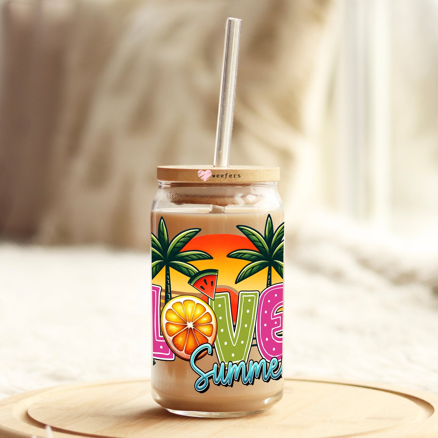 Love Summer 16oz Libbey Glass Can UV DTF or Sublimation Decal Transfer - Weefers