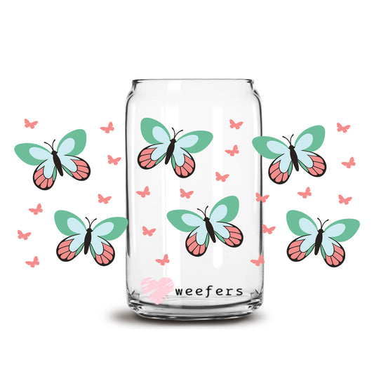 Butterfly Flutters 16oz Libbey Glass Can UV DTF or Sublimation Wrap - Decal - Weefers