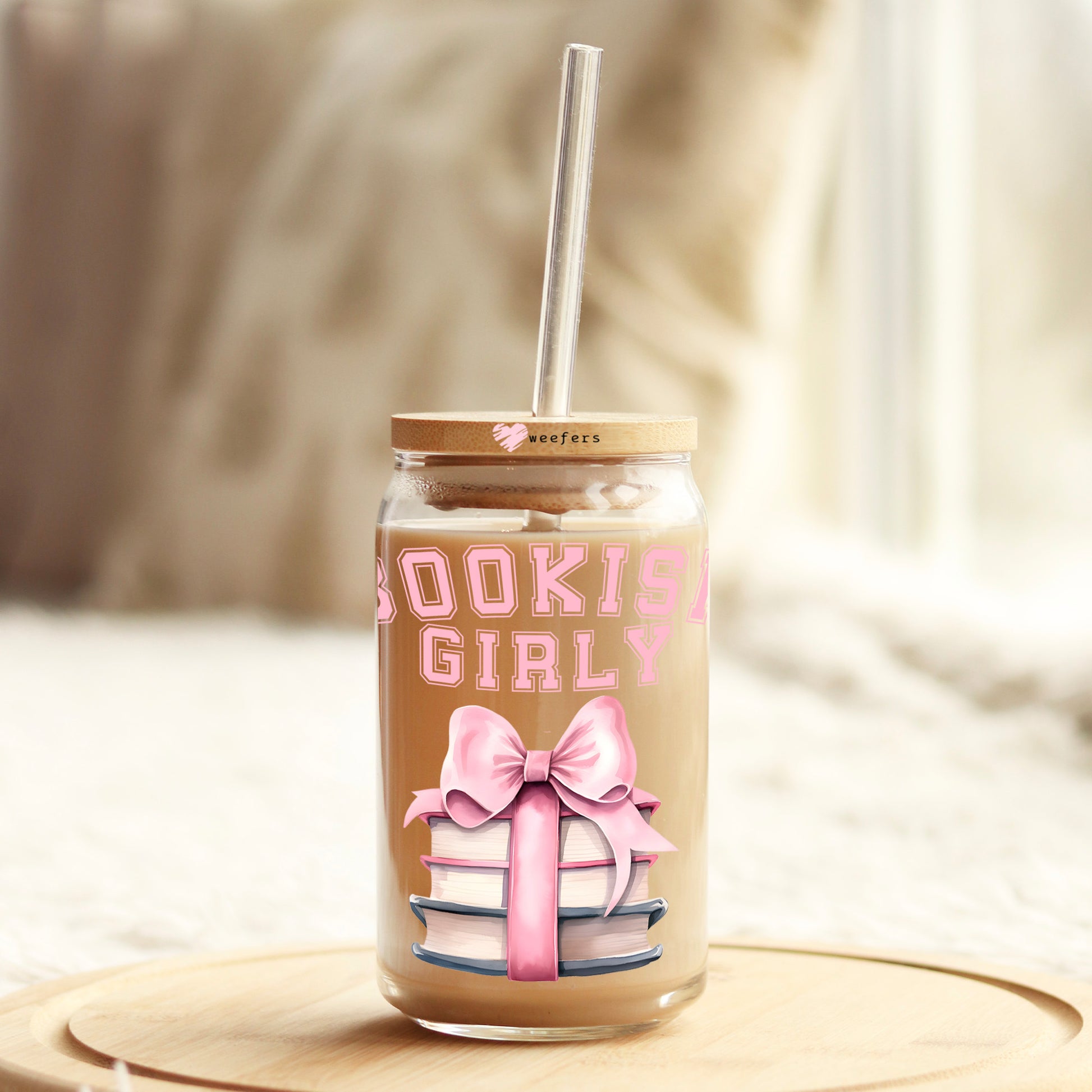 Bookish Girly 16oz Libbey Glass Can UV DTF or Sublimation Wrap - Decal - Weefers