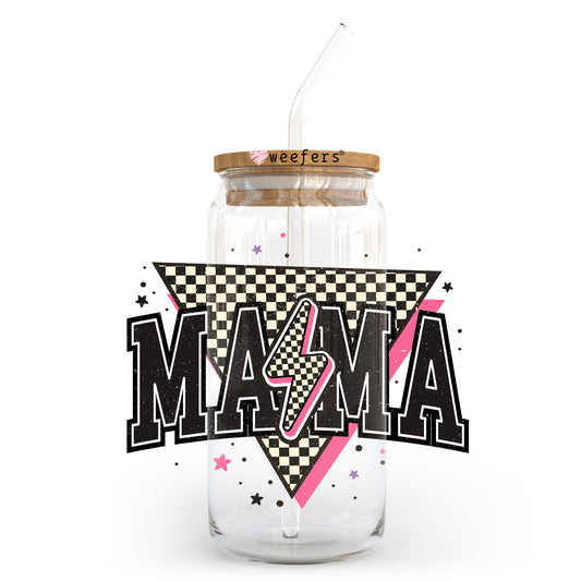 Checkered Mama in Black 20oz Libbey Glass Can, 34oz Hip Sip, 40oz Tumbler, 24oz Cold Cup UV DTF or Sublimation Decal Transfer - Weefers