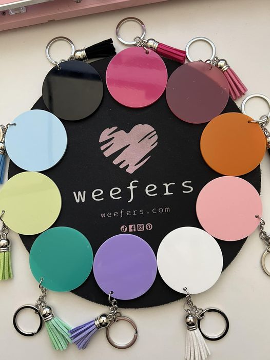 (10) 2" Colored Acrylic Round Key chain Bundle (UV DTF decals sold separate) - Weefers