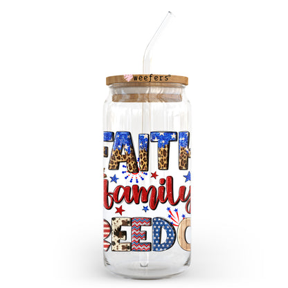 Faith Family Freedom 20oz Libbey Glass Can UV DTF or Sublimation Wrap - Decal Transfer - Weefers