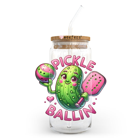 Pickle Ballin Pink 20oz Libbey Glass Can, 34oz Hip Sip, 40oz Tumbler, 24oz Cold Cup UV DTF or Sublimation Decal Transfer - Weefers