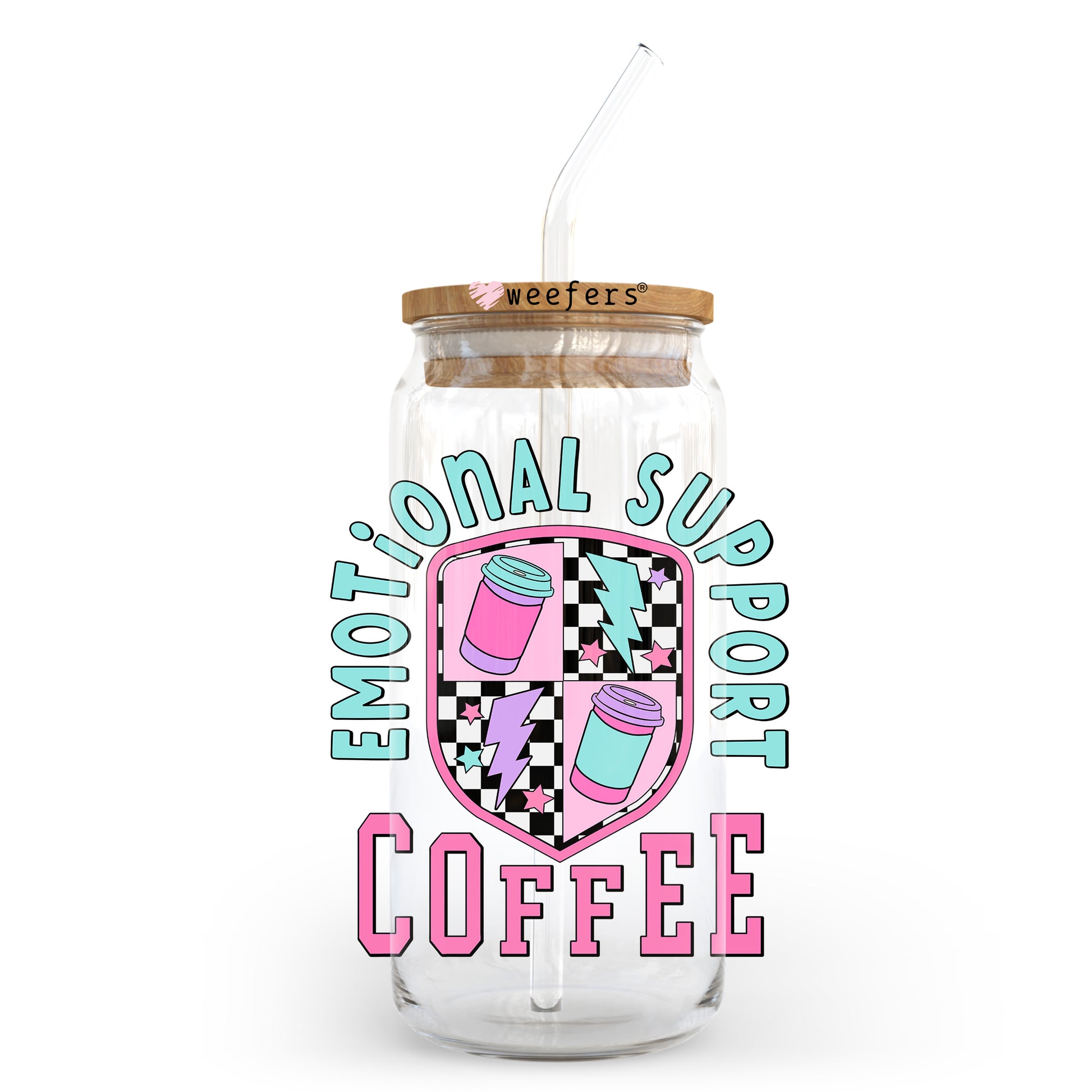 Emotional Support Coffee 20oz Libbey Glass Can, 34oz Hip Sip, 40oz Tumbler, 24oz Cold Cup UV DTF or Sublimation Decal Transfer - Weefers