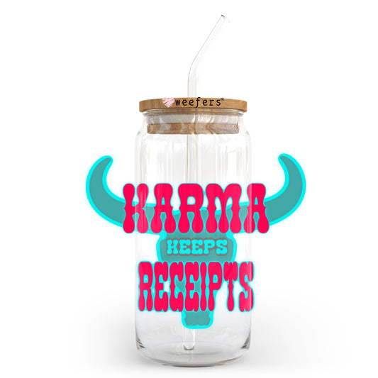 Karma Keeps Receipts 20oz Libbey Glass Can, 34oz Hip Sip, 40oz Tumbler, 24oz Cold Cup UV DTF or Sublimation Decal Transfer - Weefers