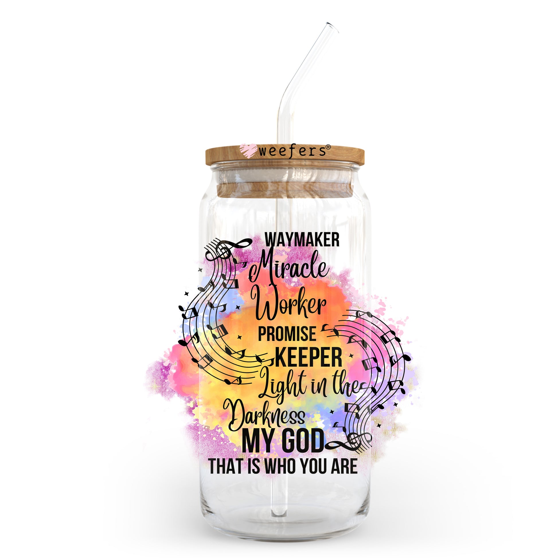 Waymaker Miracle Worker Promise Keeper 20oz Libbey Glass Can UV DTF or Sublimation Wrap - Decal Transfer - Weefers