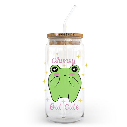 Clumsy But Cute Frog 20oz Libbey Glass Can, 34oz Hip Sip, 40oz Tumbler, 24oz Cold Cup UV DTF or Sublimation Decal Transfer - Weefers