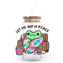 Load image into Gallery viewer, a glass jar with a picture of a frog reading a book
