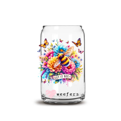 Let it Be Colorful Bee 16oz Libbey Glass Can UV DTF or Sublimation Wrap - Decal - Weefers