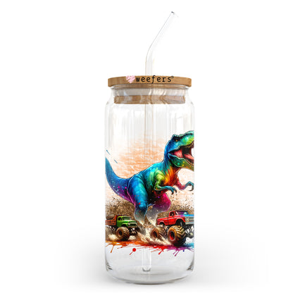 Dinosaur Monster Trucks 20oz Libbey Glass Can UV DTF or Sublimation Decal Transfer - Weefers