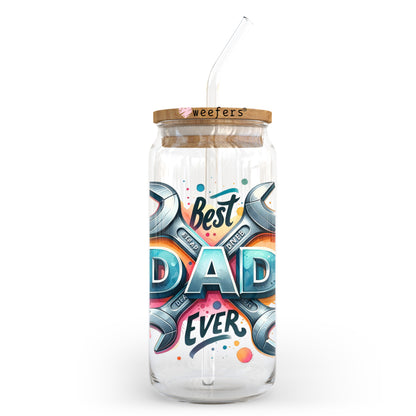 Best Dad Ever Wrench 20oz Libbey Glass Can, 34oz Hip Sip, 40oz Tumbler, 24oz Cold Cup UV DTF or Sublimation Decal Transfer - Weefers