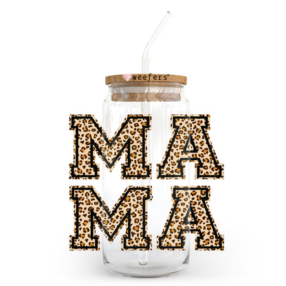 Leopard Mama Block 20oz Libbey Glass Can UV DTF or Sublimation Wrap - Decal Transfer - Weefers