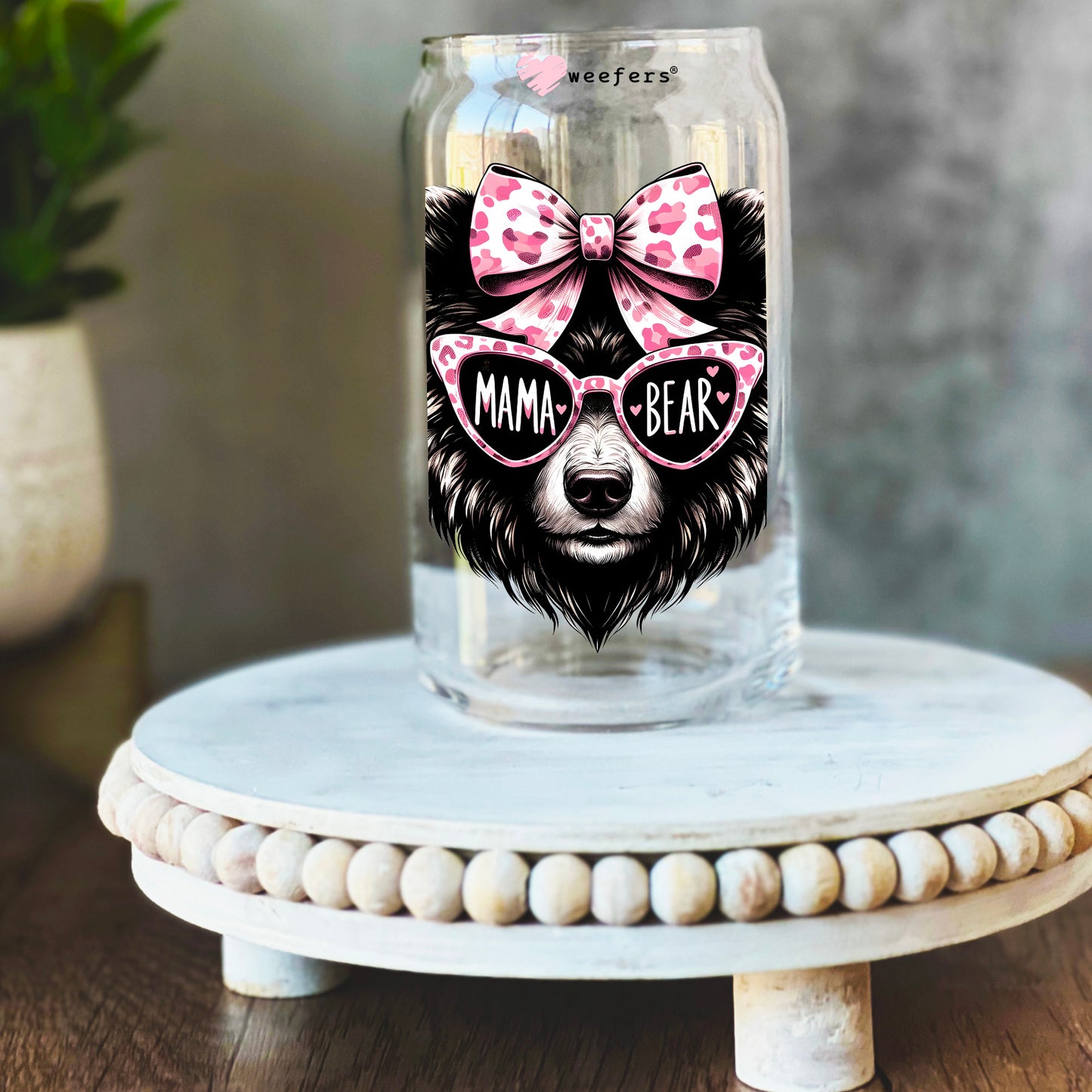 Mama Bear 16oz Libbey Glass Can UV DTF or Sublimation Decal Transfer - Weefers