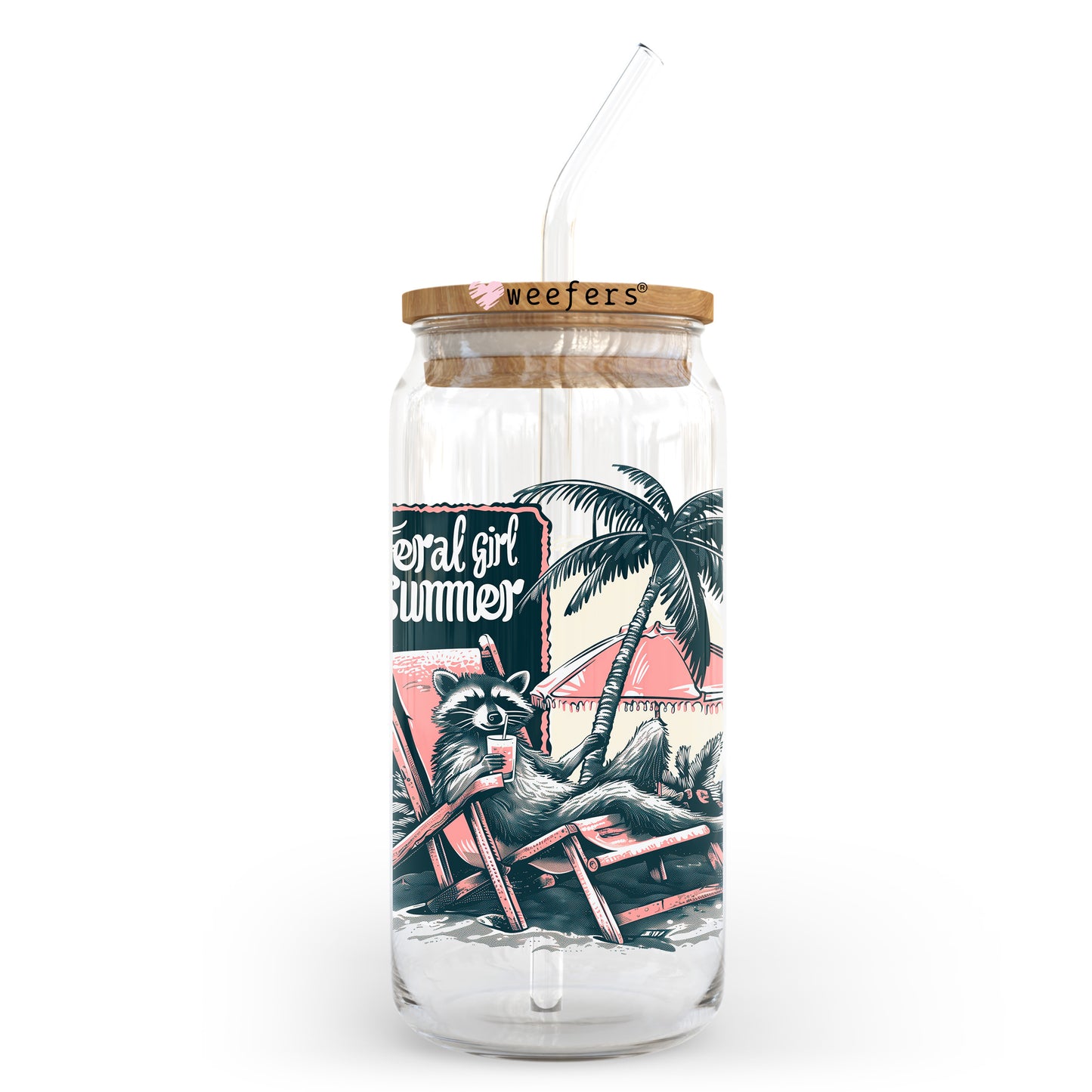 Feral Girl of Summer 20oz Libbey Glass Can, 34oz Hip Sip, 40oz Tumbler, 24oz Cold Cup UV DTF or Sublimation Decal Transfer - Weefers