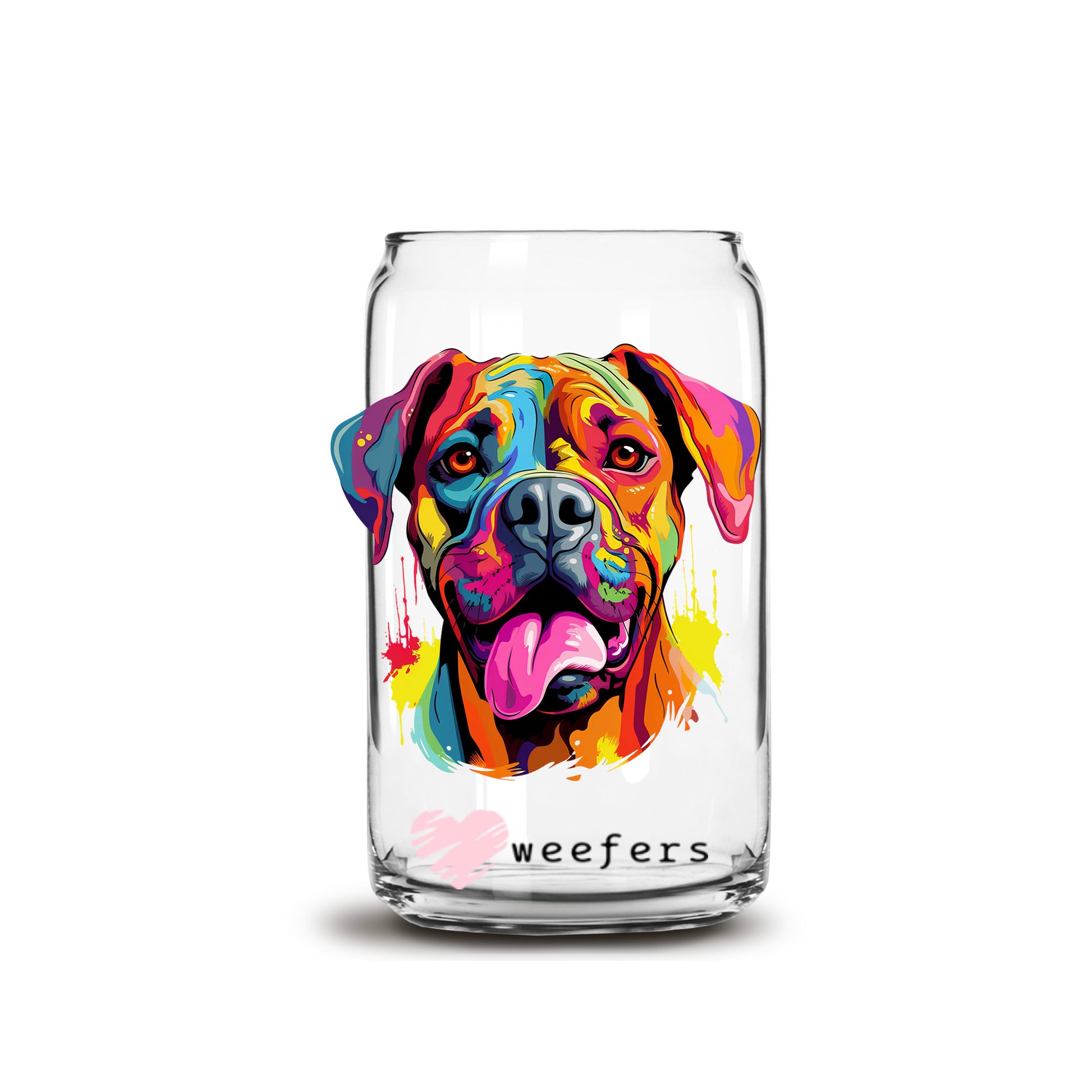 Boxer Colorful Watercolor 16oz Libbey Glass Can UV DTF or Sublimation Wrap - Decal - Weefers