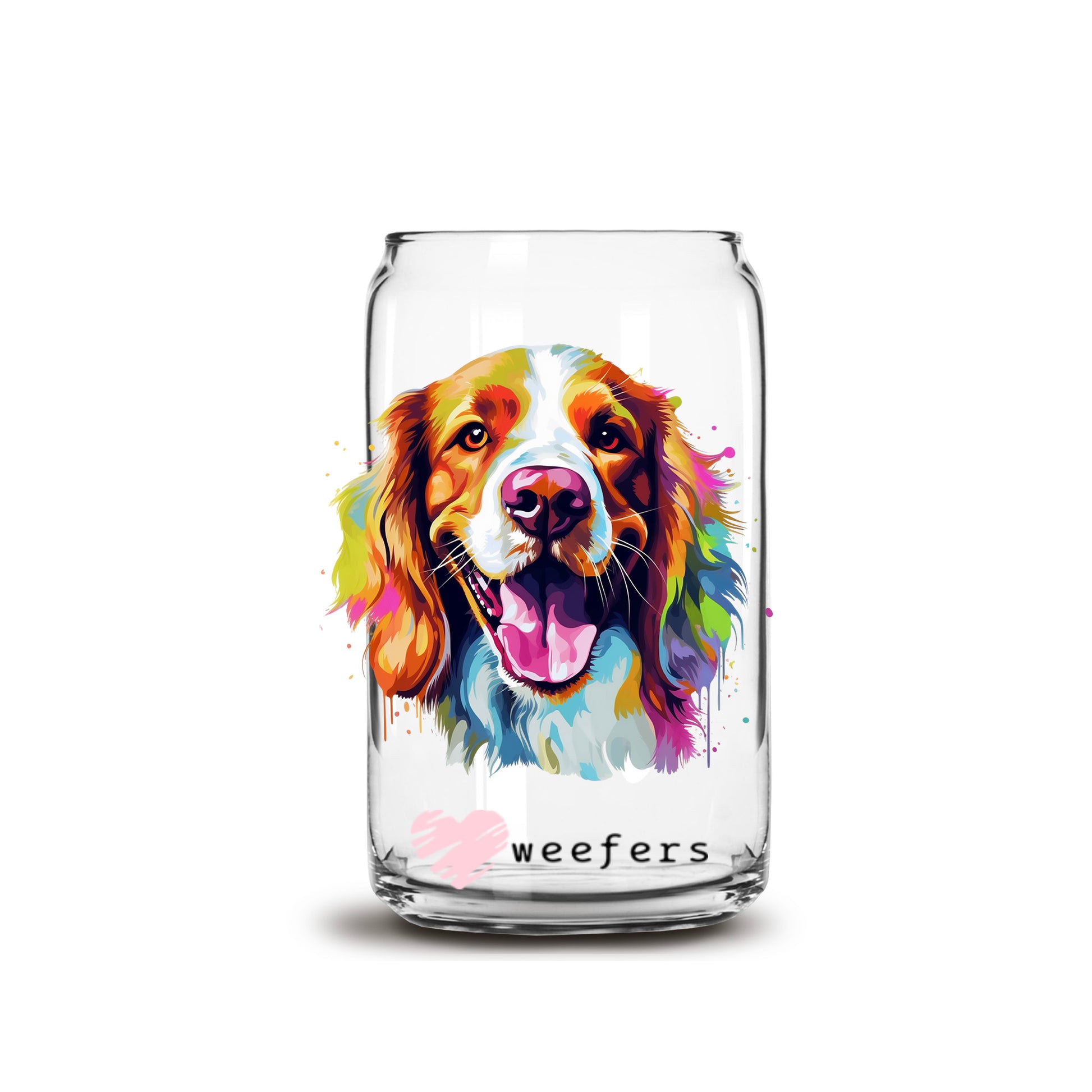 Welsh Springer Colorful Watercolor 16oz Libbey Glass Can UV DTF or Sublimation Wrap - Decal - Weefers