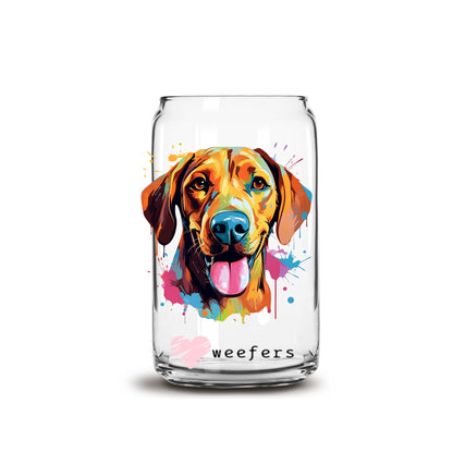 Rhodesign Ridgeback Colorful Watercolor 16oz Libbey Glass Can UV DTF or Sublimation Wrap - Decal - Weefers