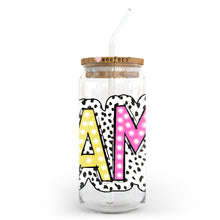 Load image into Gallery viewer, a glass jar with a straw in it with the word am painted on it
