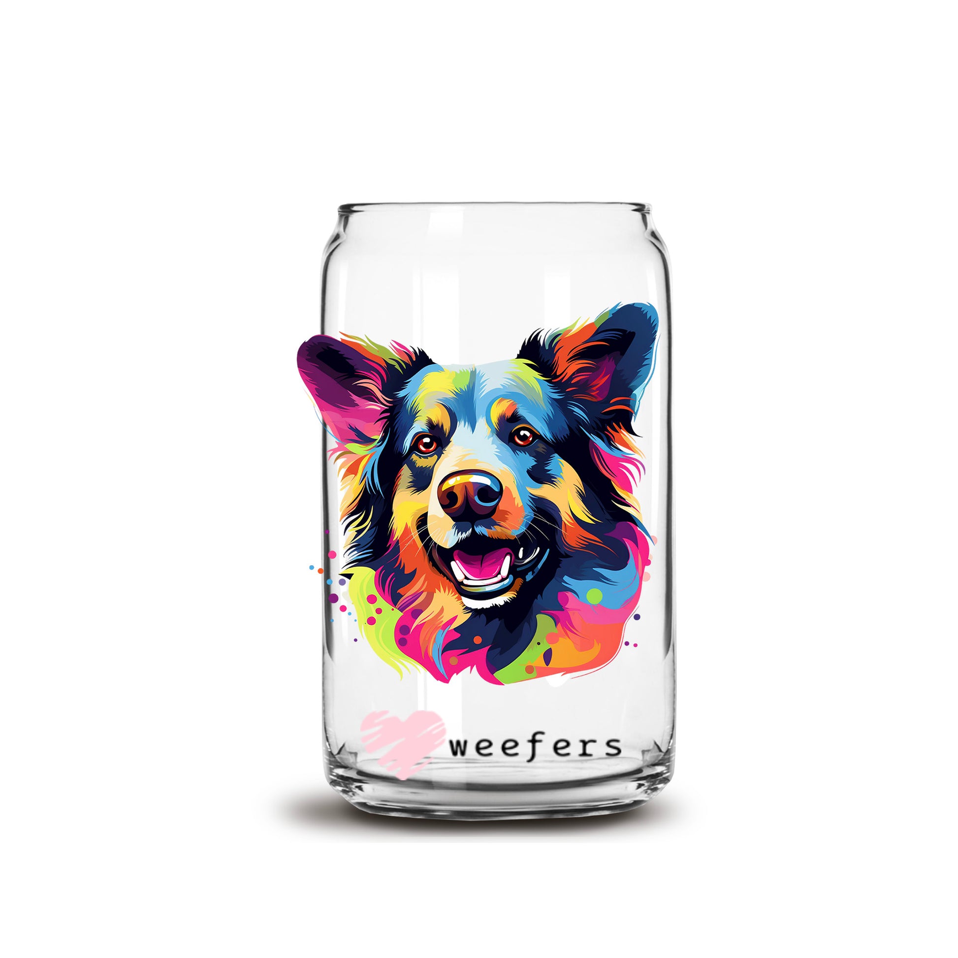 Shiloh Shepherd Colorful Watercolor 16oz Libbey Glass Can UV DTF or Sublimation Wrap - Decal - Weefers