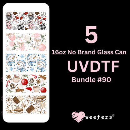 Christmas 16oz Glass Can UV DTF Full Wrap Bundle #90