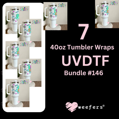 Grade School Crew Ver 1 Pre-k - 5th Grade UV DTF Cup Wrap Bundle 40oz Tumbler Weefers