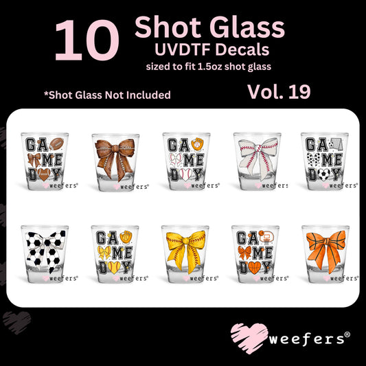 Coquette Game Day Shot Glass UV DTF Decals (10) Vol. 19 - Weefers