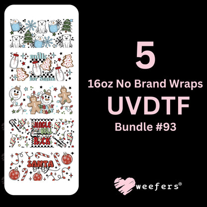 Christmas 16oz Glass Can UV DTF Cup Wrap Bundle #93