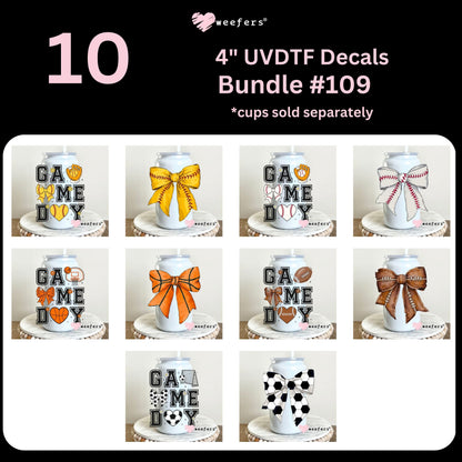 Coquette Game Day 4" UV DTF Decal Bundle #109