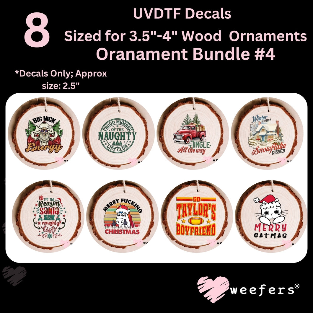 Christmas Ornament Bundle #4 UV DTF Decal Transfers Set of 8 - Weefers