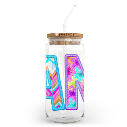 Nana Colorful Faux Embroidery 20oz Libbey Glass Can, 34oz Hip Sip UV DTF or Sublimation Decal Transfer - Weefers