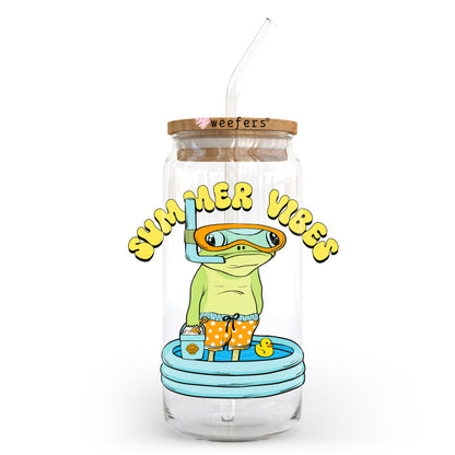 Summer Vibes Frog 20oz Libbey Glass Can, 34oz Hip Sip UV DTF or Sublimation Decal Transfer - Weefers